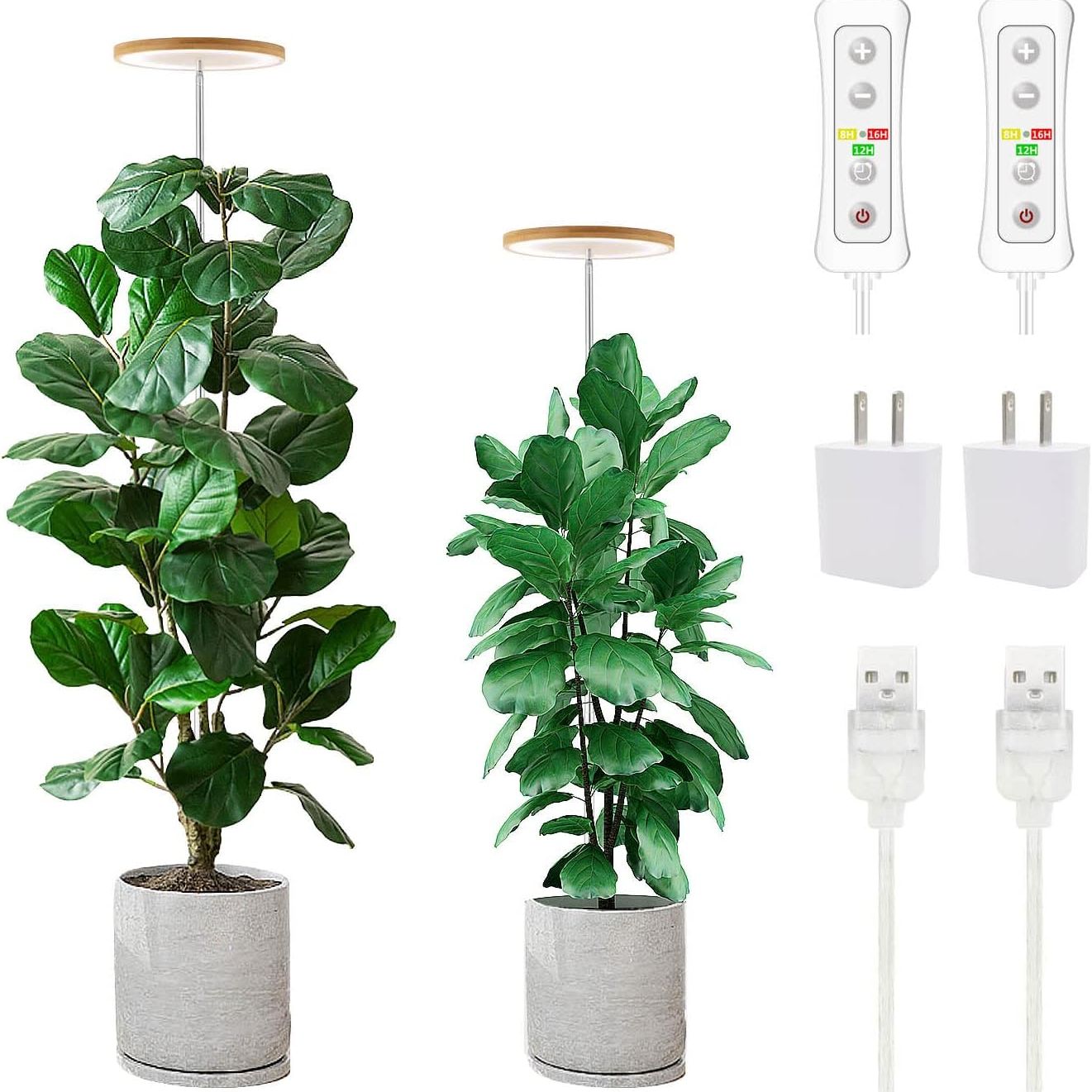 Yadoker Plant Grow Light, Led Growing Light Full Spectrum for Indoor Plants,height Adjustable, Automatic Timer, 5v Low Safe Voltage,idea for Large Plant Light