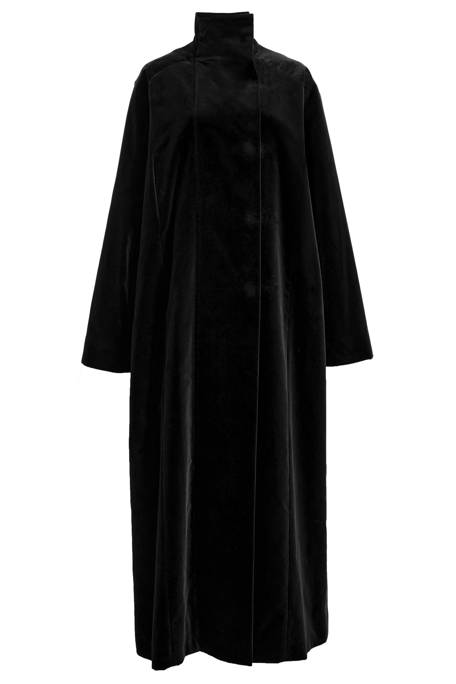 High-Collar Velvet Raglan Coat