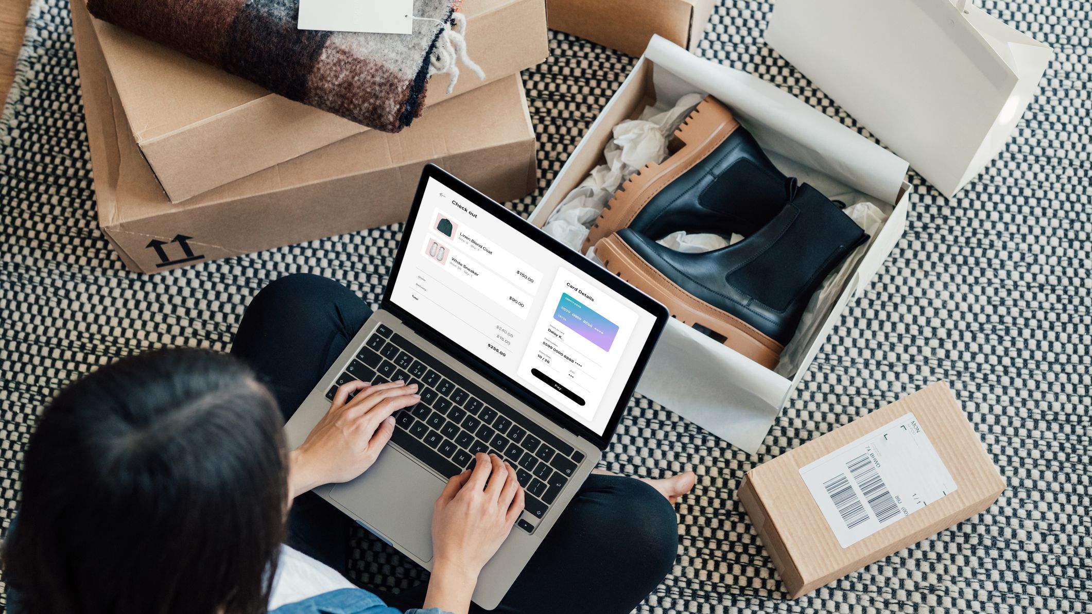 Woman preparing to list items online for sale.