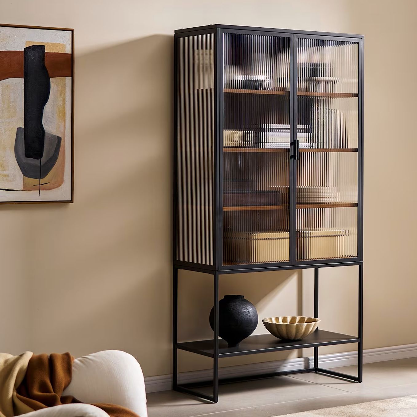 Castlery, Panes Glass Tall Cabinet