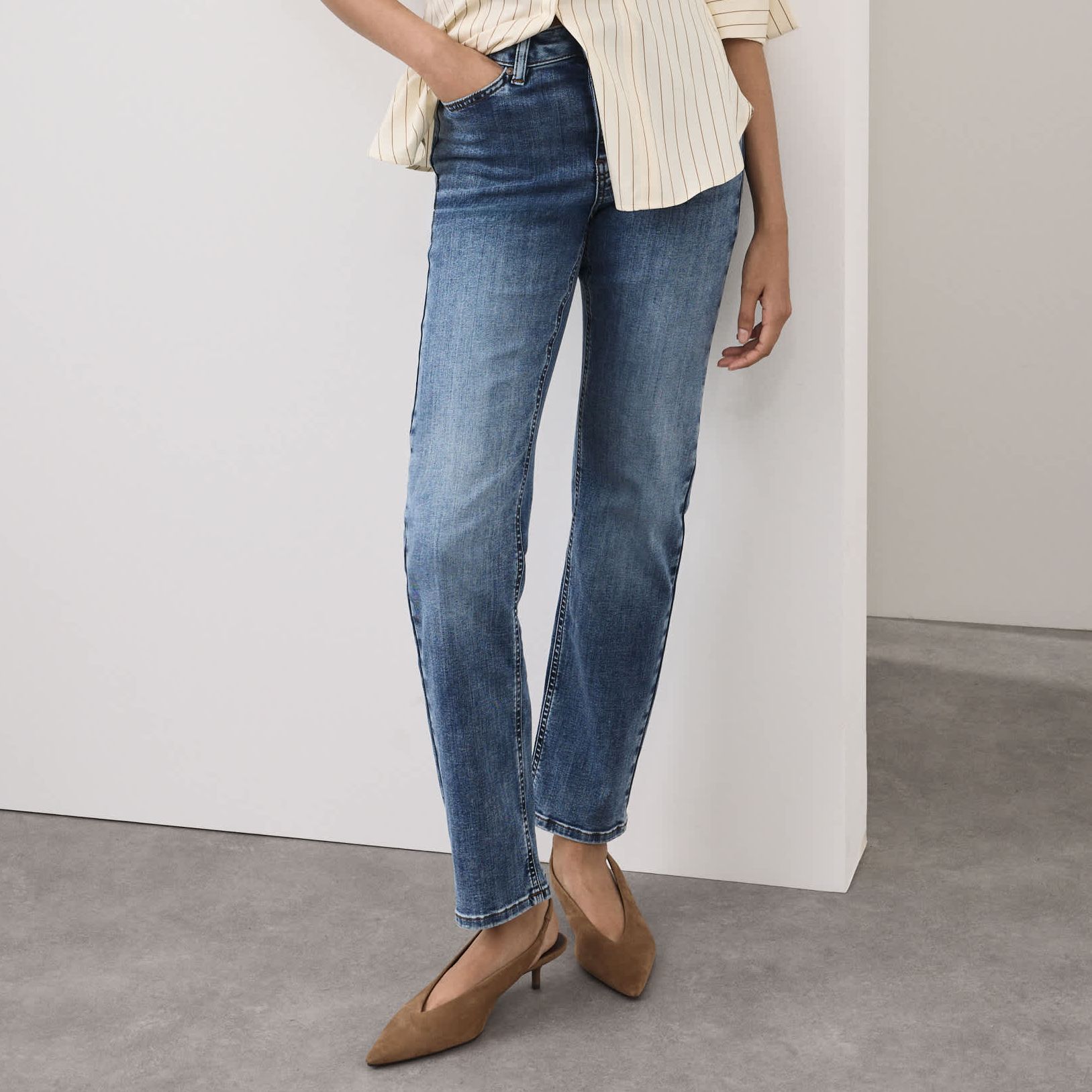 High Waisted Straight Leg Jeans