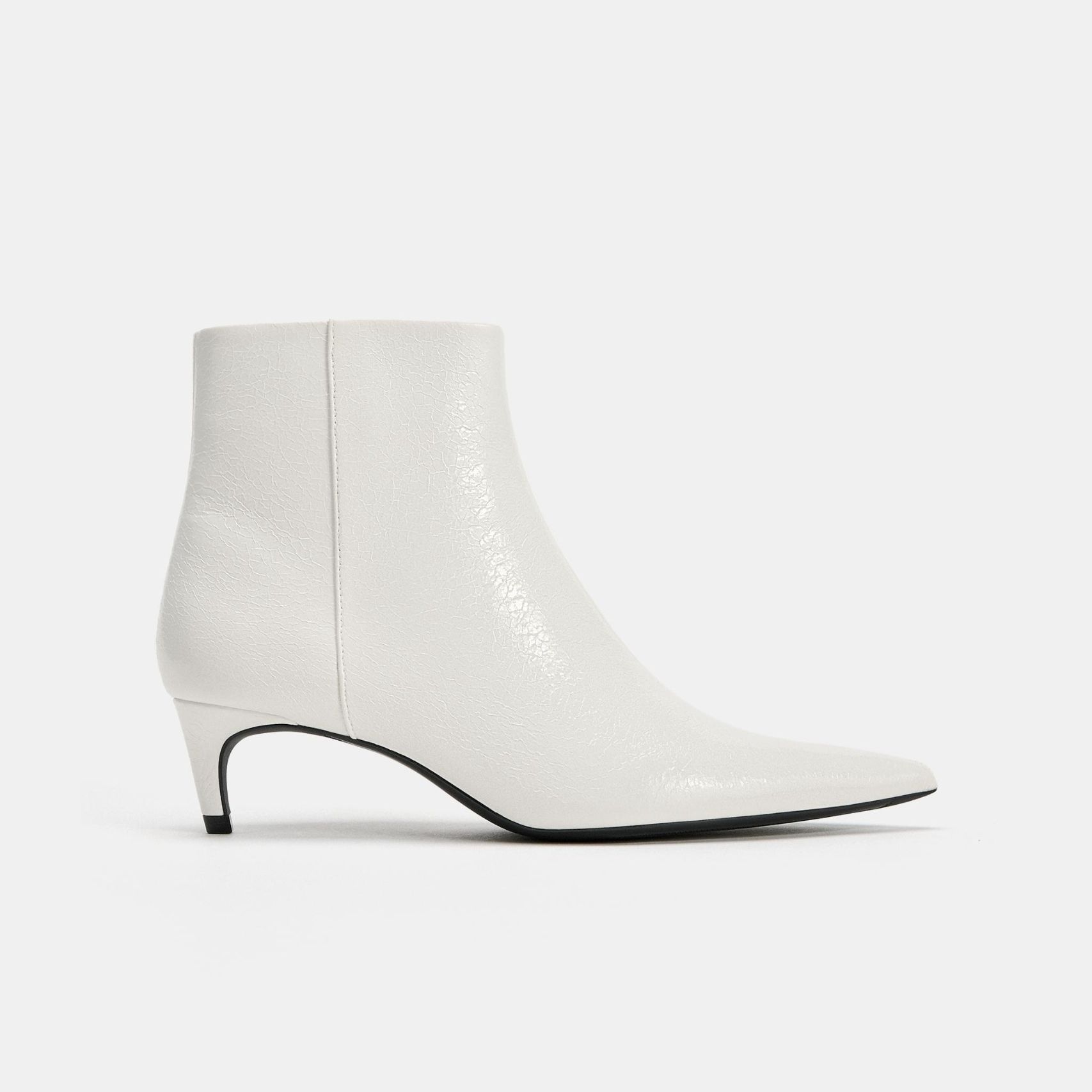 Pointed Heeled Ankle Boots - White - 2