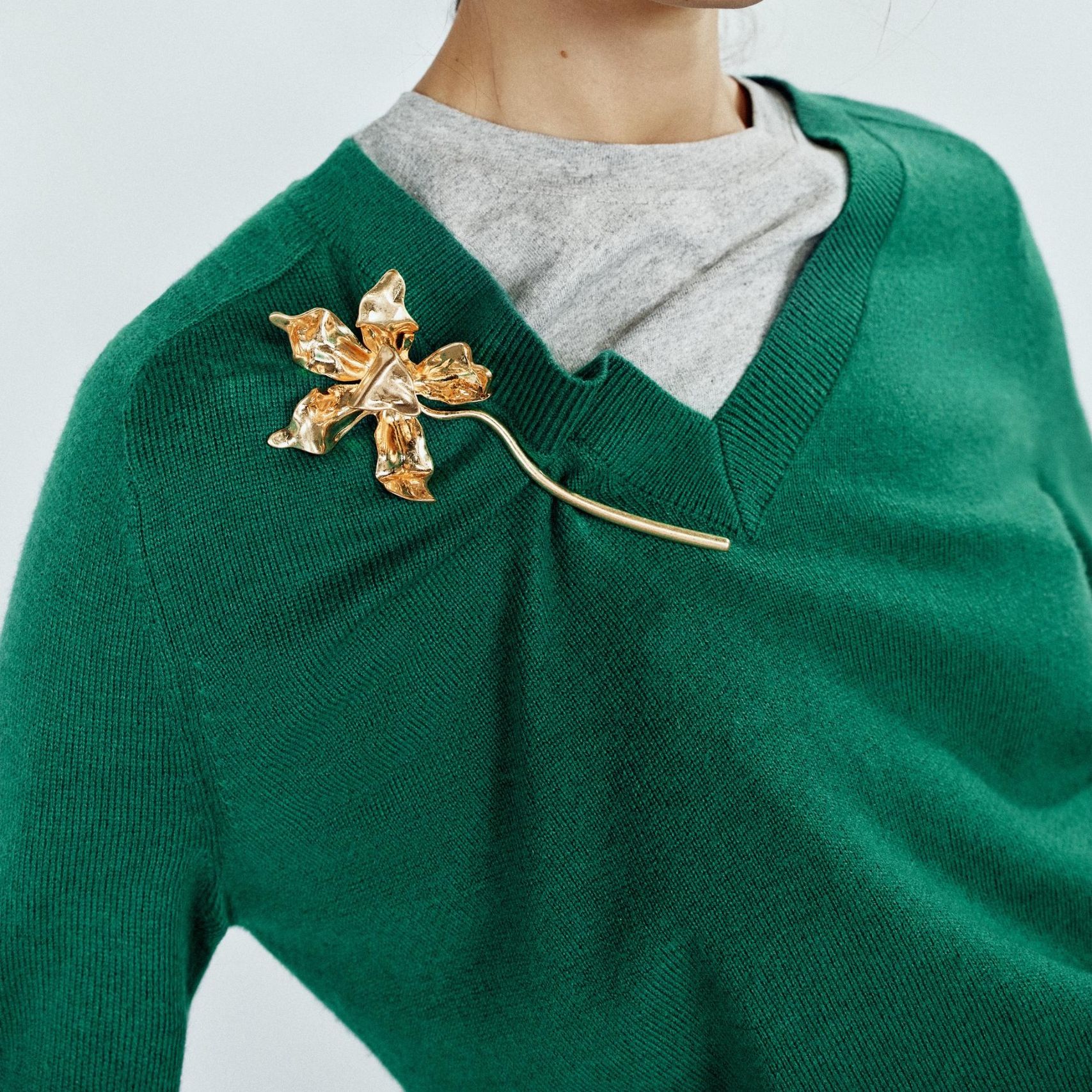 Maxi Flower Metal Brooch - Golden - M