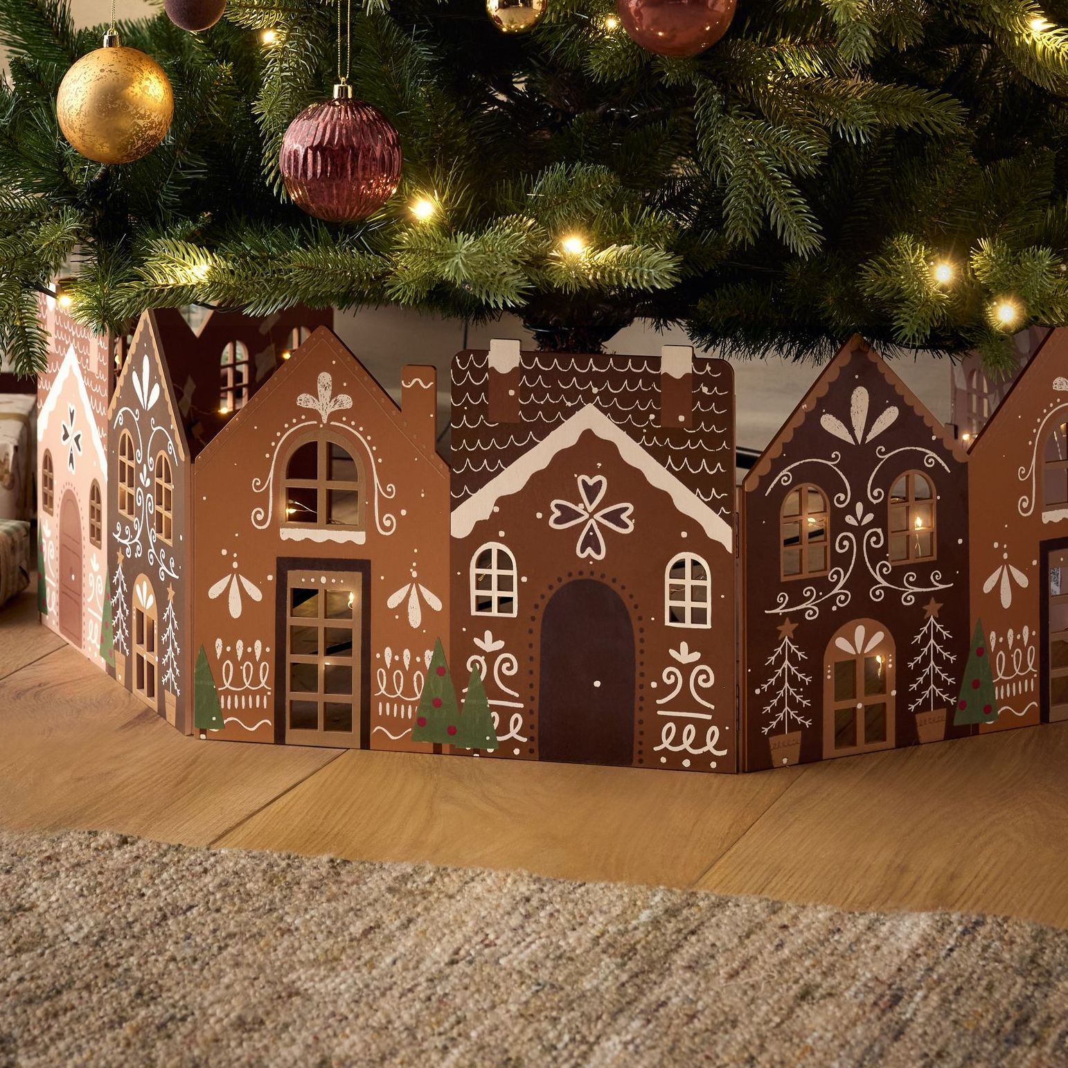 Gingerbread House Light Up Wooden Tree Skirt - Size One