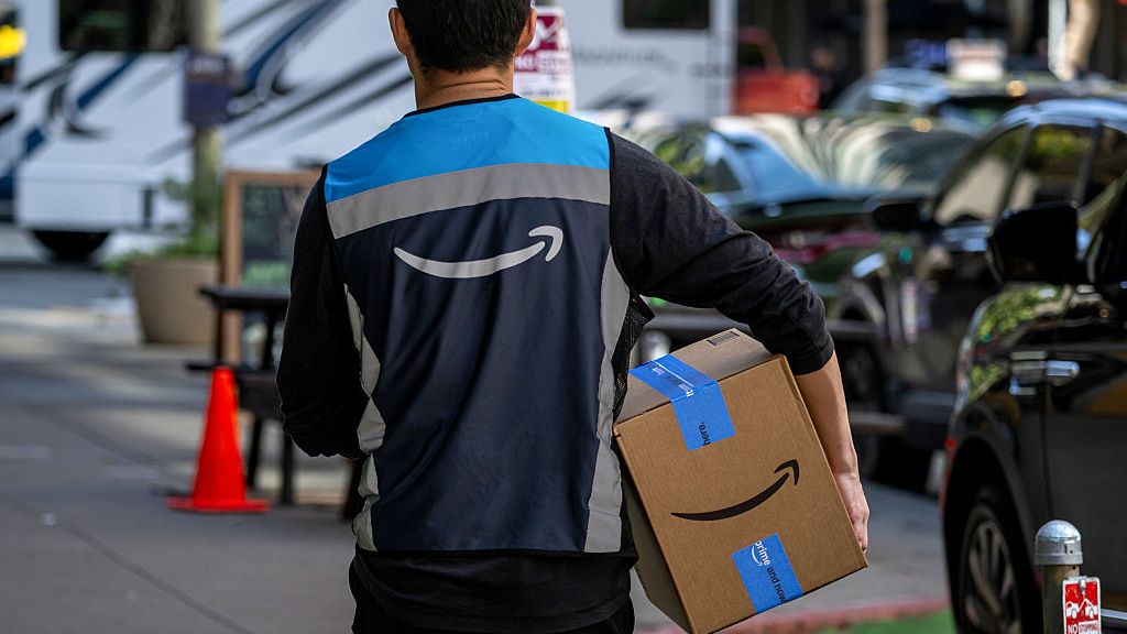 Amazon delivery being made