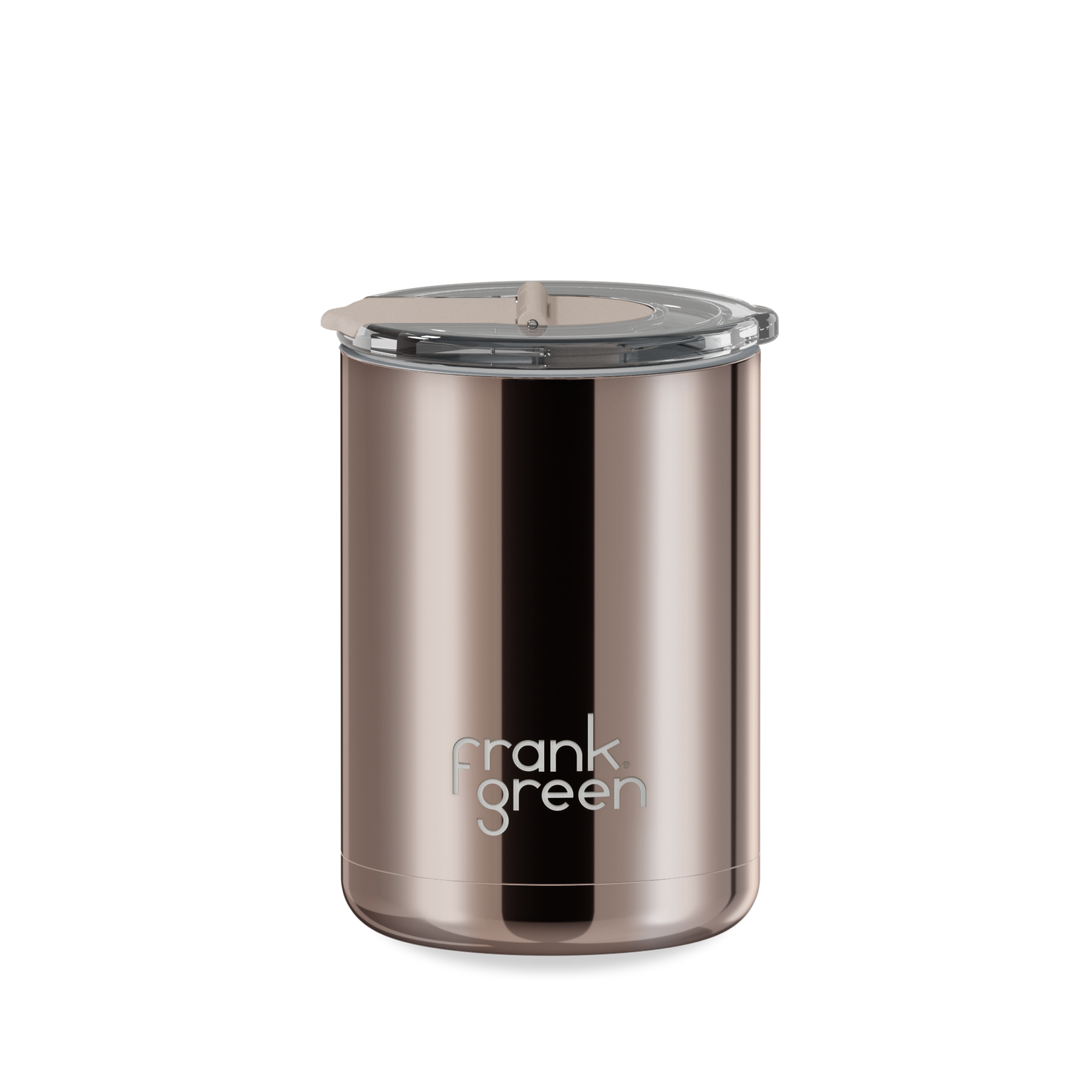 Chrome Ceramic Coffee Cup With Hinged Screw Lid - 12oz / 355ml - Chrome Moon Dust / Moon Dust