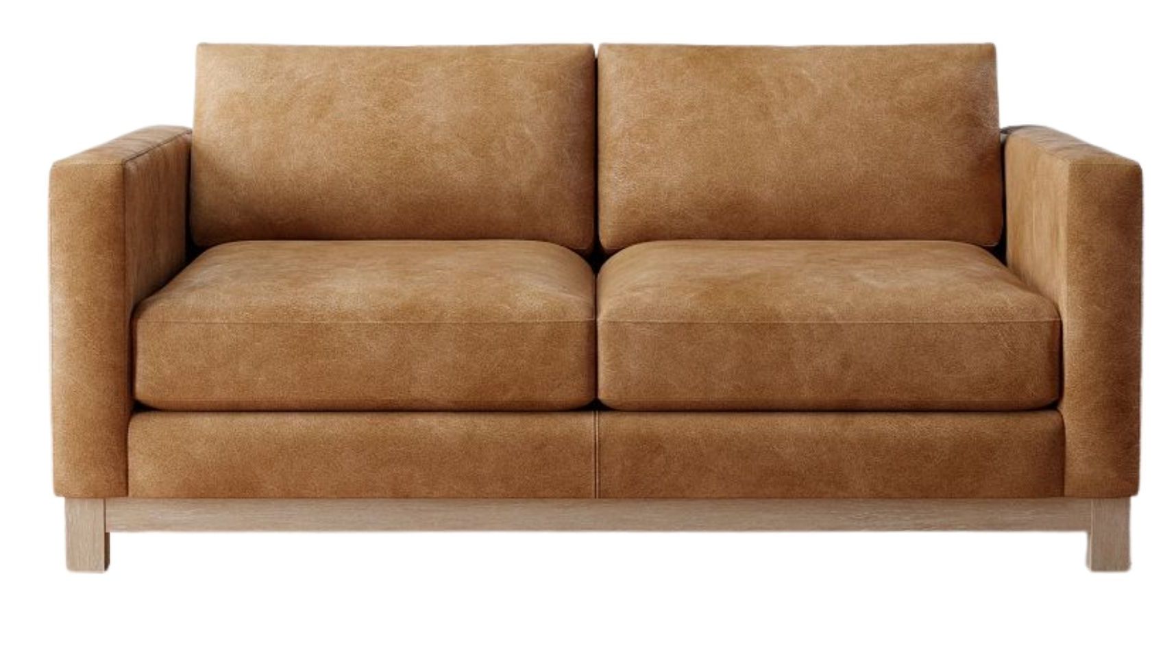 Pottery Barn, Jake Leather Seadrift Wood Base Sofa