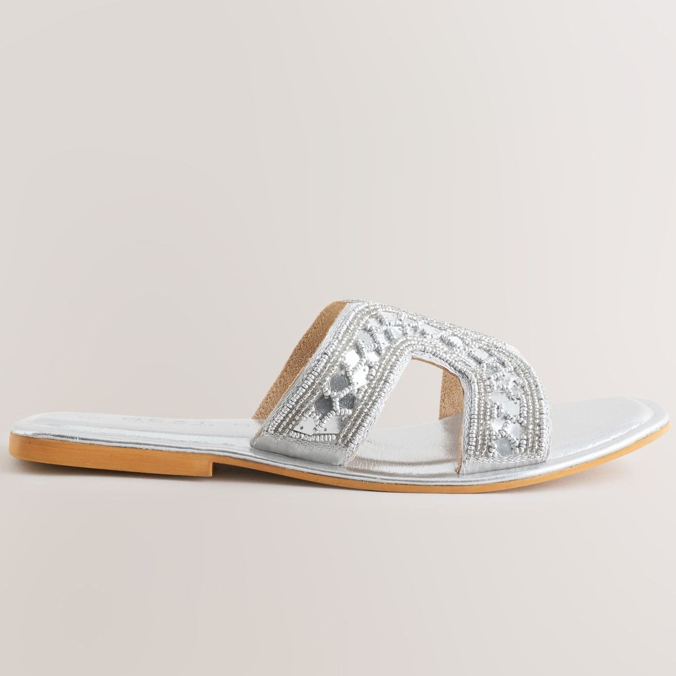 Silver Leather Standard/wide Fit Forever Comfort&amp;reg; Mules