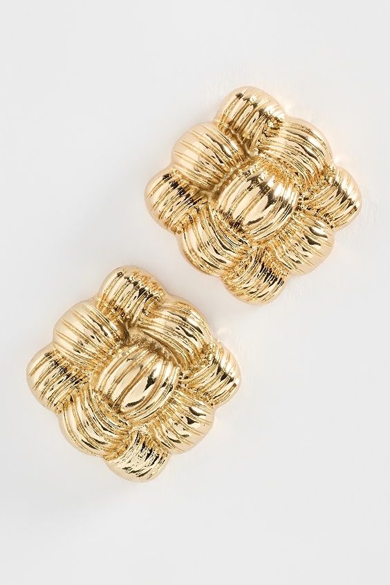 Tresse Stud Earrings - Gold