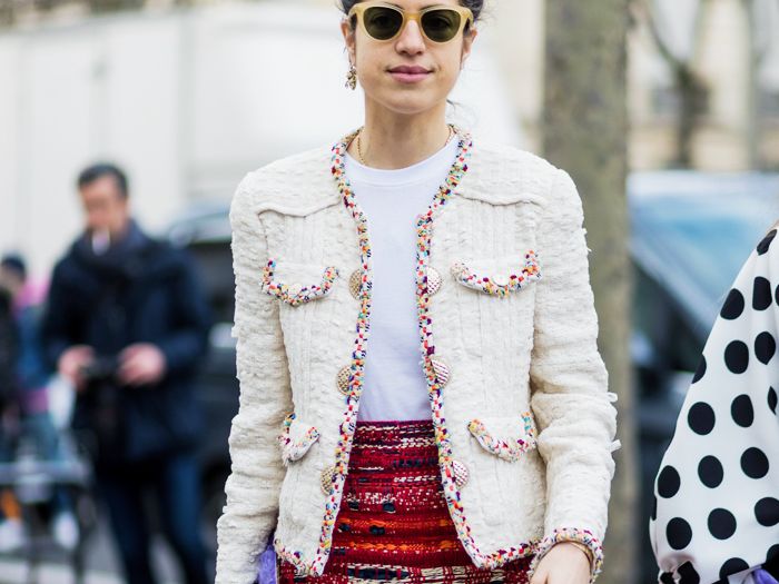 CARLA Tweed Jacket 白 サイズ2 Short Tweed Jacket in Houndstooth