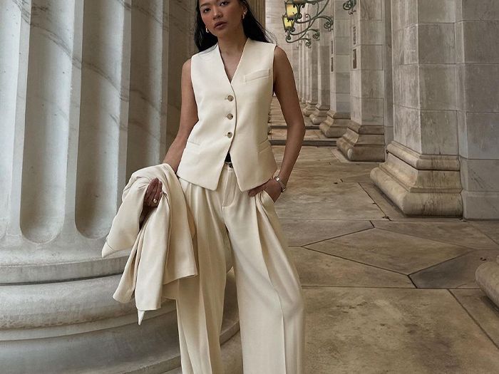 green emerald velvet dress White Classic 3-Piece Suit With Flared Trousers And Vest – trinarosh main image 1