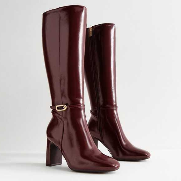 New Look burgundy knee high boots