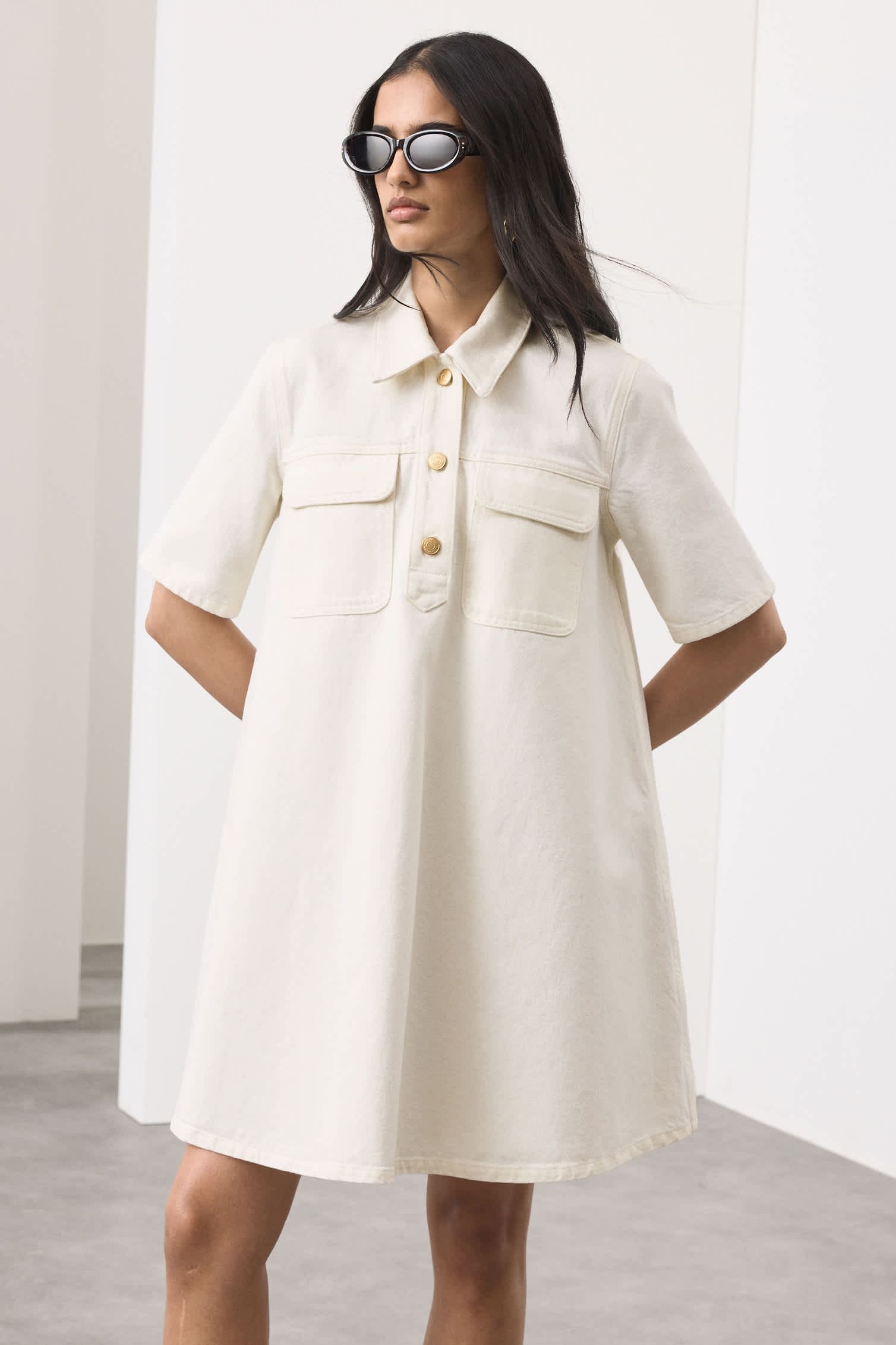 Pure Cotton Mini Shirt Dress