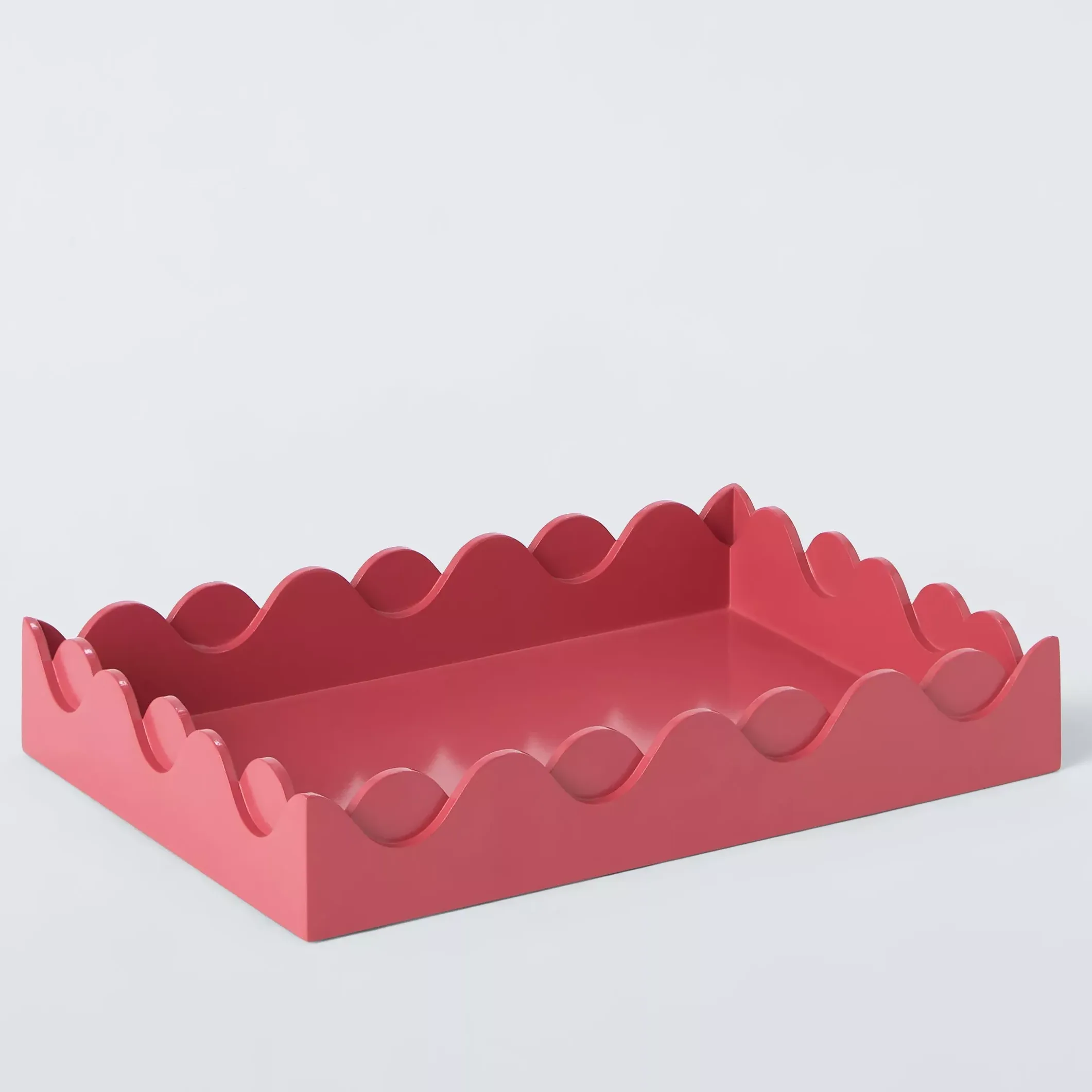 John Lewis Scalloped Bubble Lacquer Tray, Pink