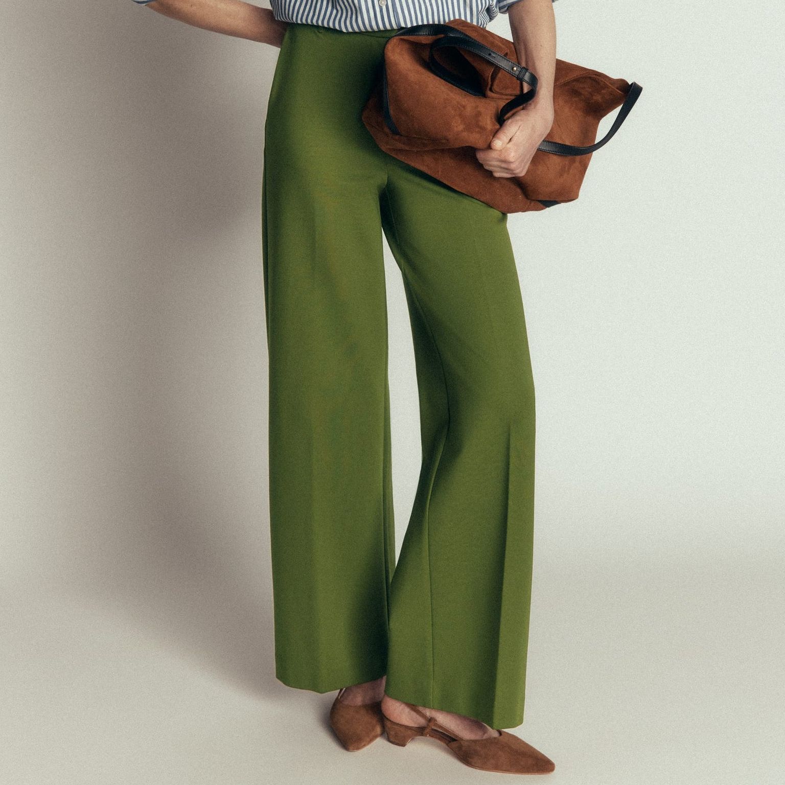 Belgravia Ponte Trousers-Forest Green
