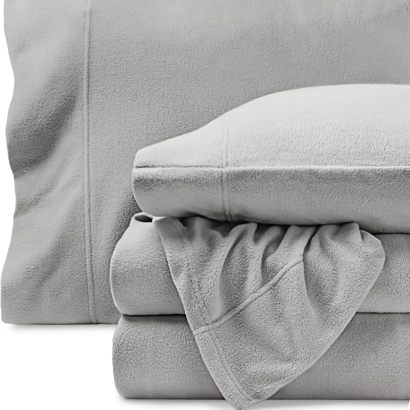 Bare Home Super Soft Fleece Sheet Set - Queen Size - Extra Plush Polar Fleece, No-Pilling Bed Sheets - All Season Cozy Warmth (queen, Light Grey)