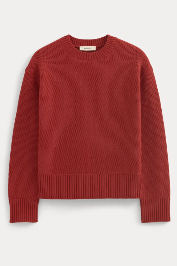 The Cotton Honeycomb Square Crew | Berry Red - Xxs