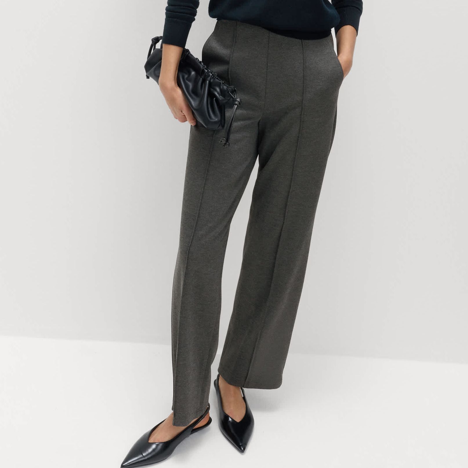 Jersey Twill Straight Leg Ankle Grazer Trousers