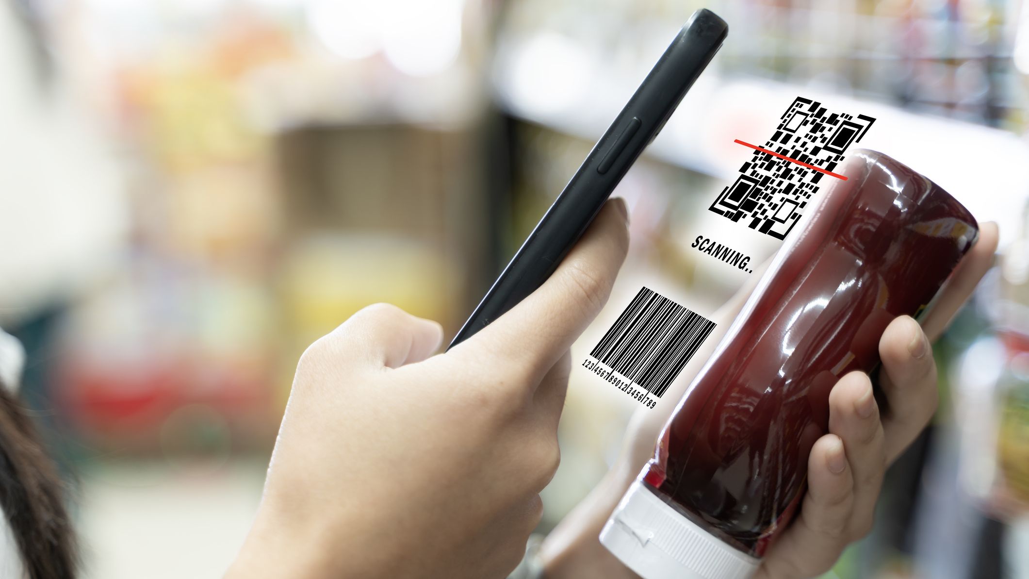 A customer scanning an item in a store.