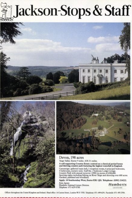 Canonteign as it appeared when for sale in Country Life in 1991.