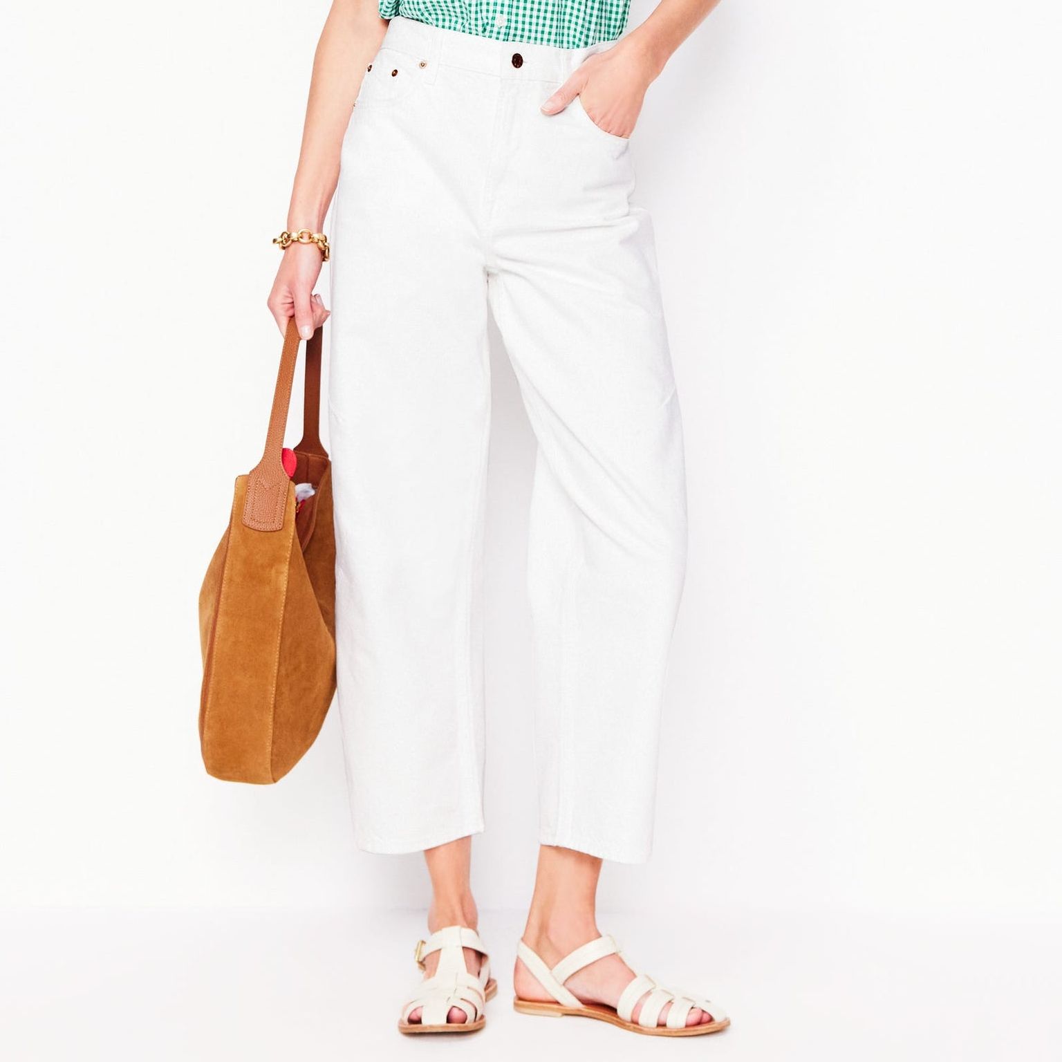 Barrel Leg Jeans-White