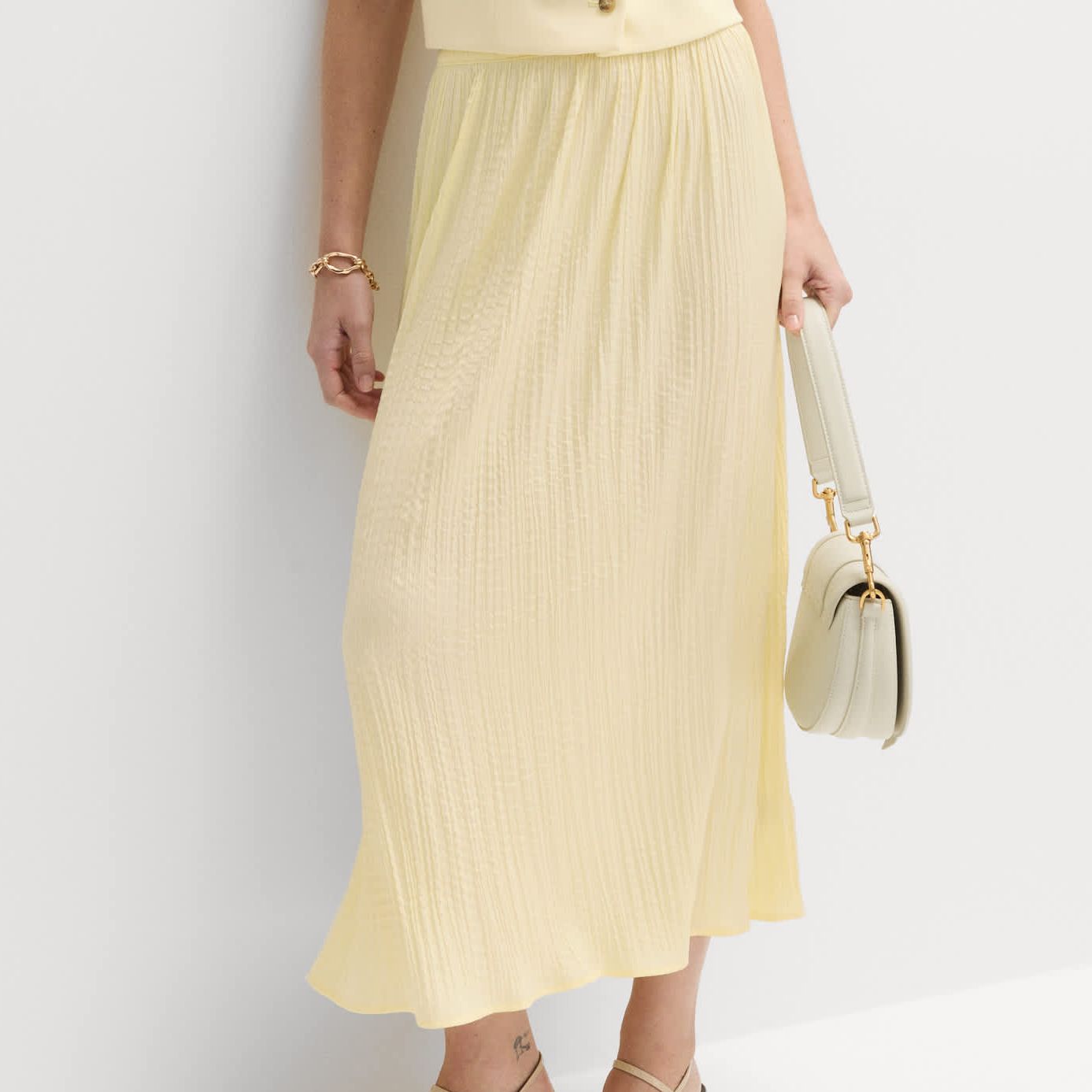 Textured Pleated Midaxi Skirt