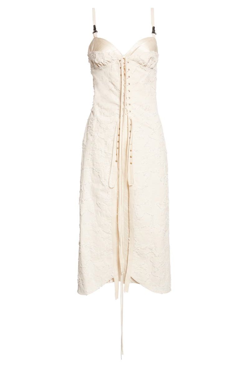 Double Cup Floral Jacquard Midi Dress