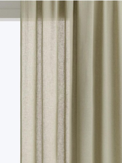 1-Pack Wide Linen-Blend Curtain Length