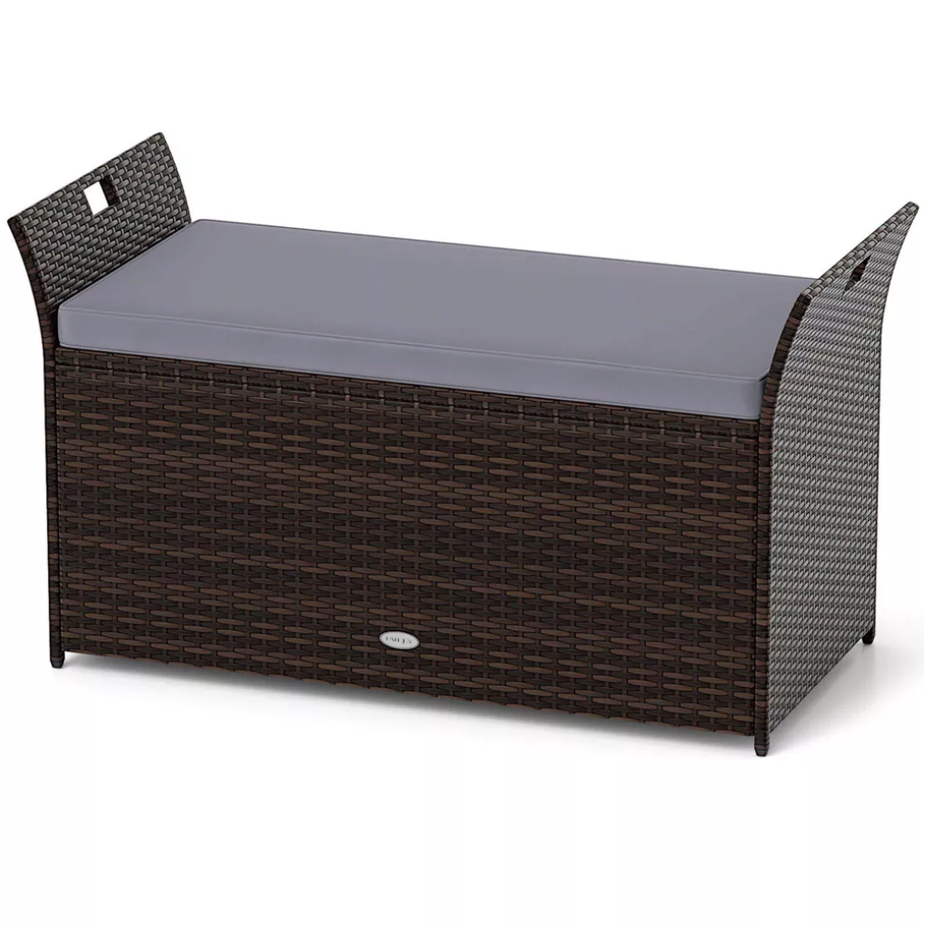 Costway Outdoor Rattan Storage Bench