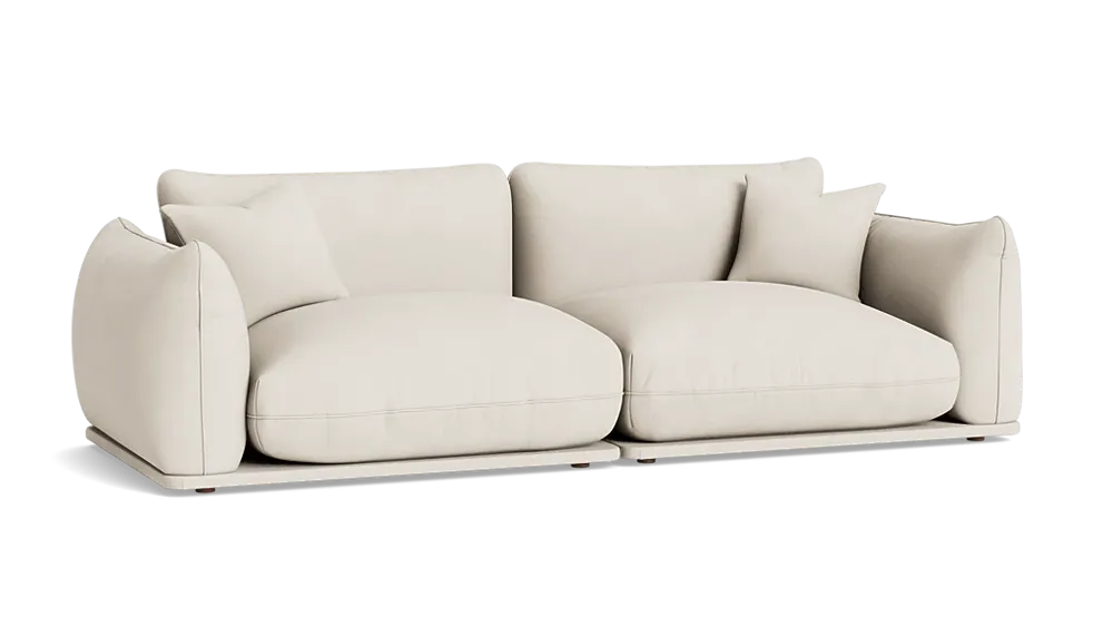 Blockbuster Modular Sofa - Medium - Twill - Whipped Cream - White - Dark Oak Legs