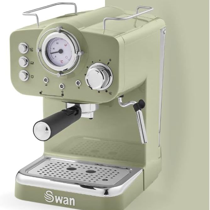 Swan, SK22110GN Retro Espresso Coffee Machine with Milk Frother