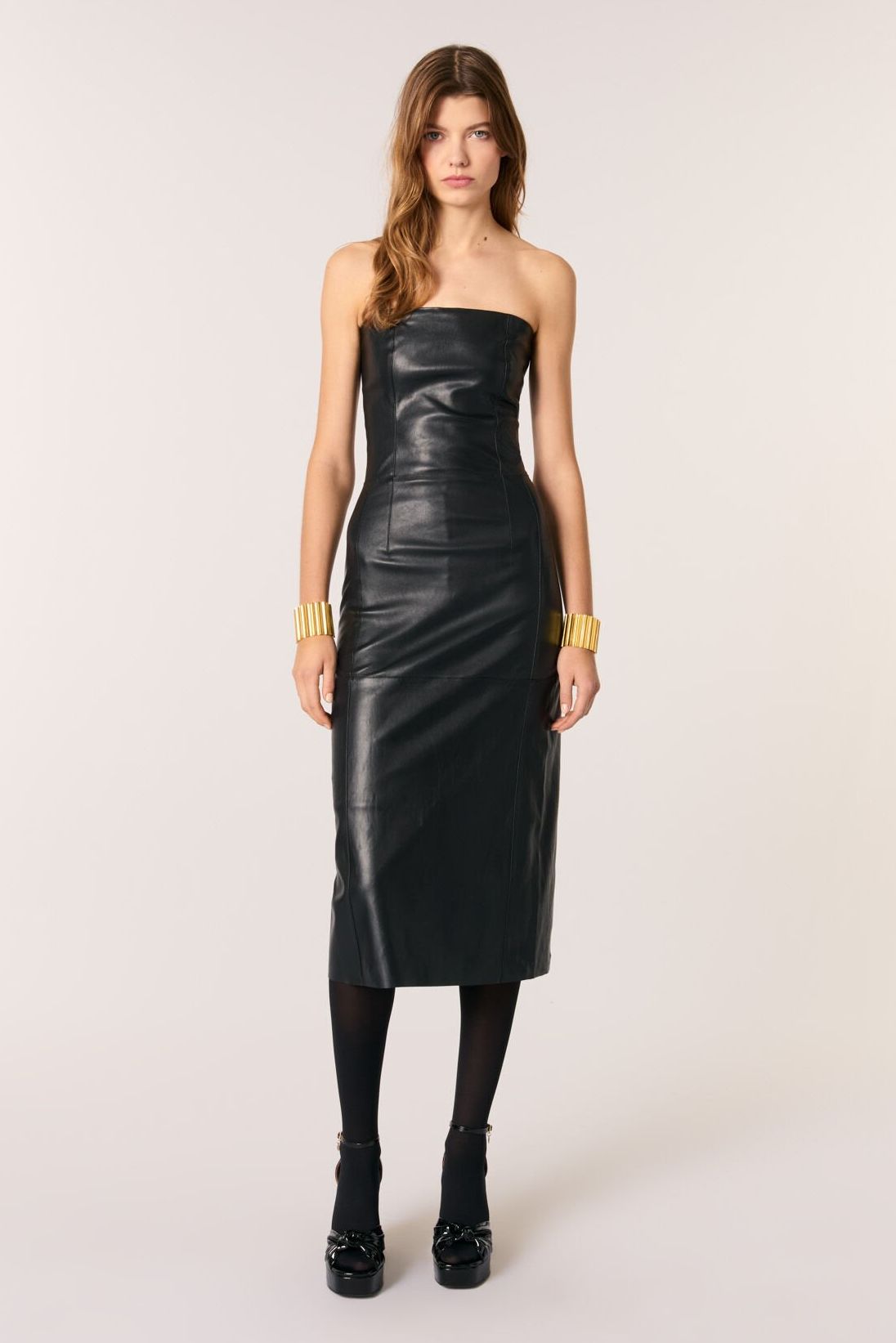 Bustier Leather Midi Dress