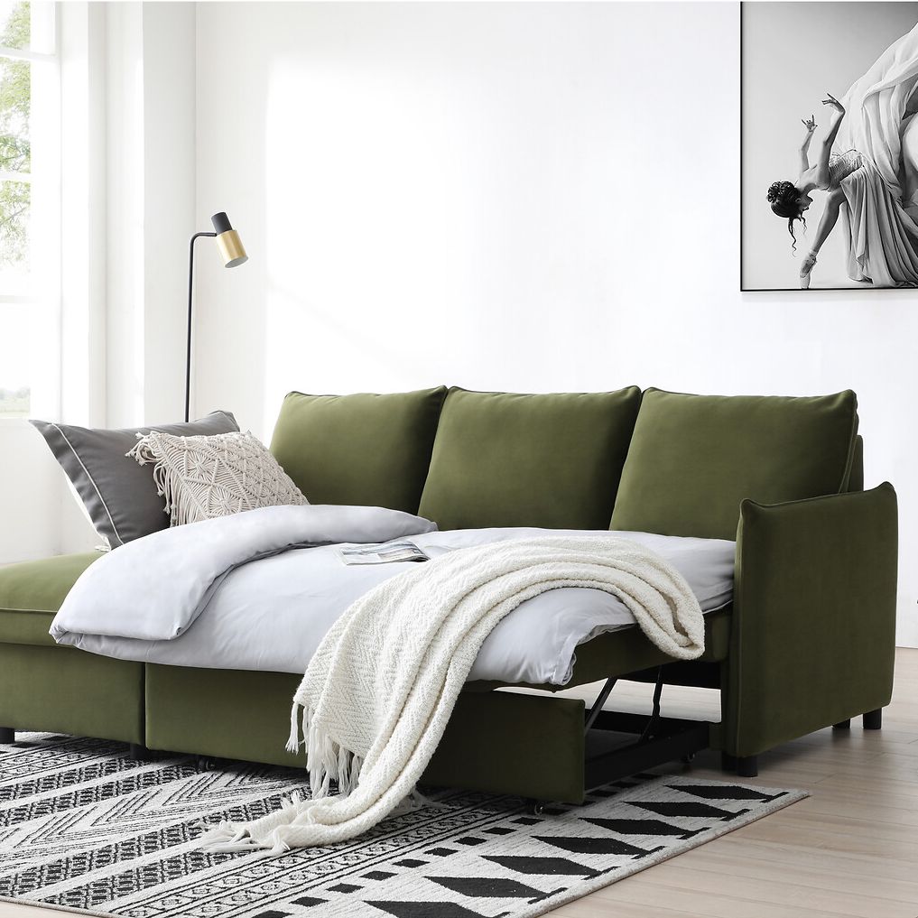 Beatrice Velvet Corner Sofa Bed