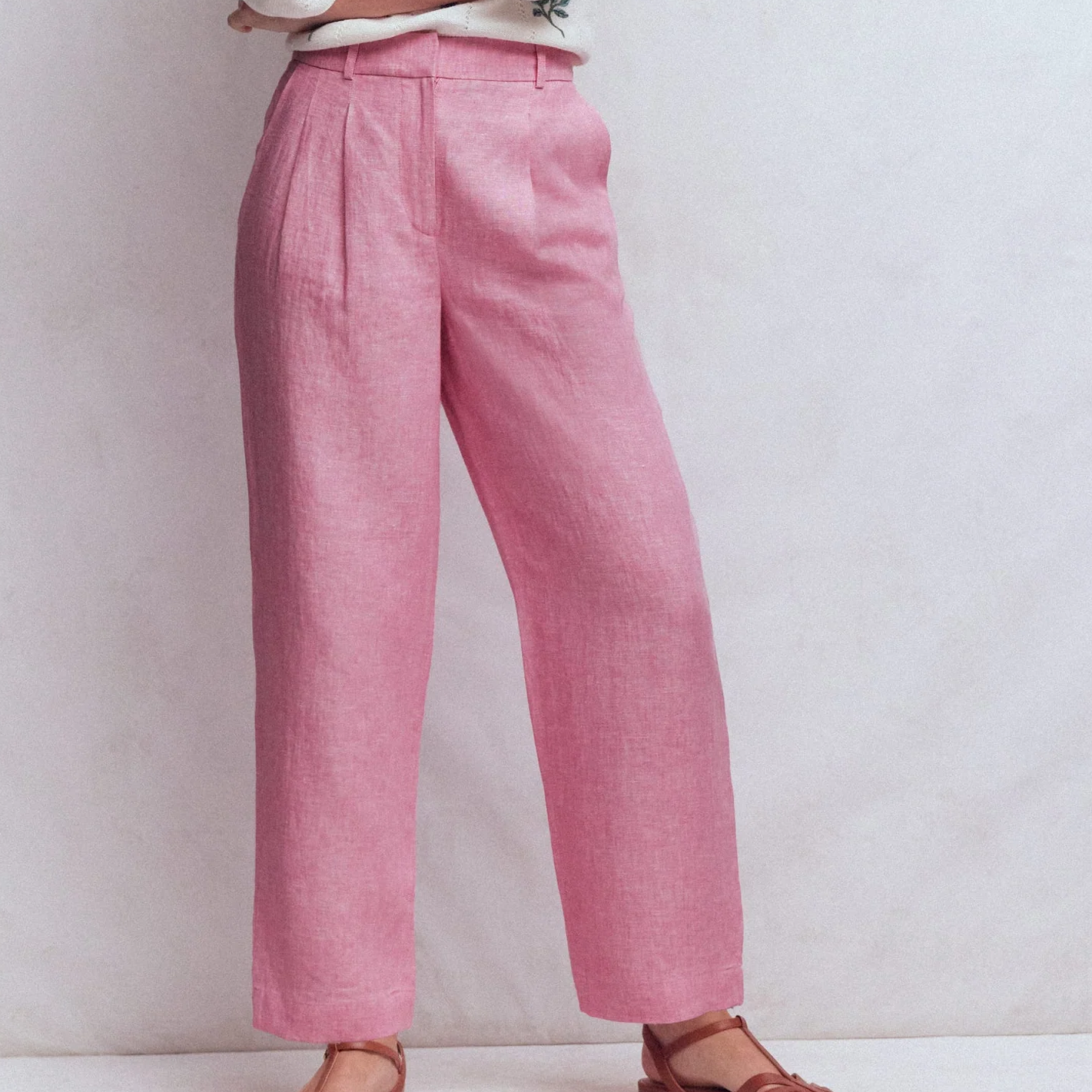 Boden, pink linen trousers