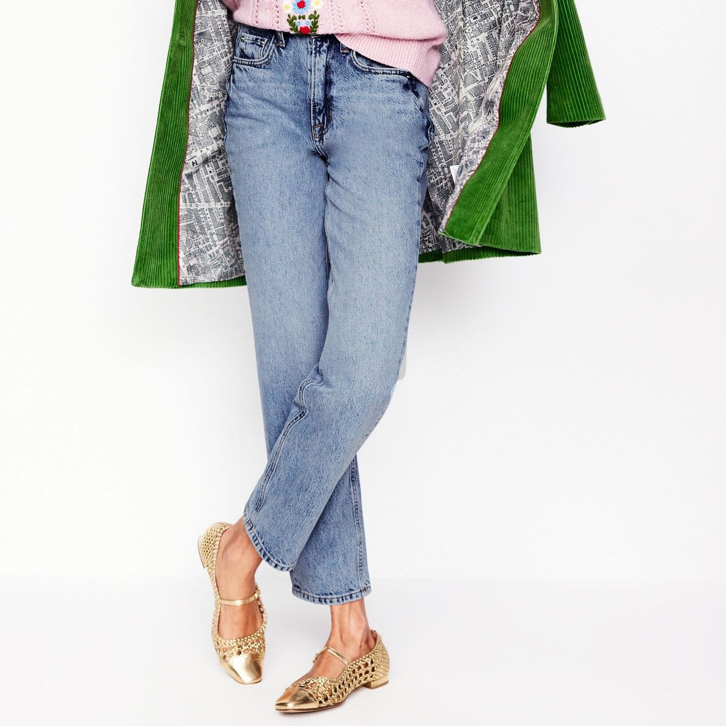 High Rise Straight Leg Jeans-Light Vintage