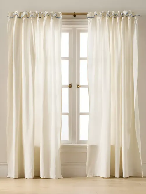 Ruffle Top Cotton Woven Curtain