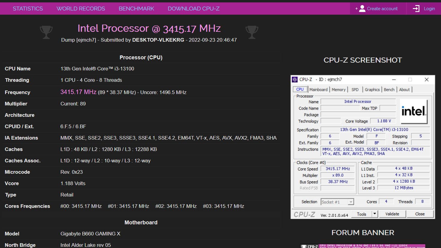 Alleged Intel Core i3-13100 Appears in CPU-Z Validator | Tom's