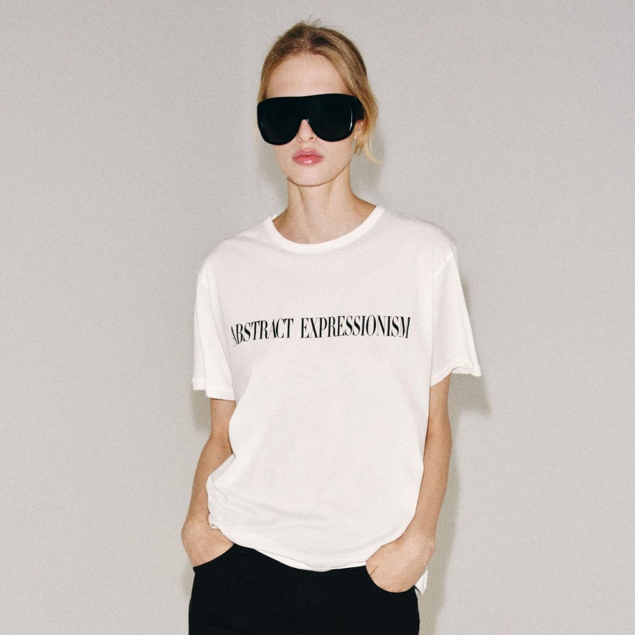 Text Print Oversized T-Shirt - Oyster-White - S