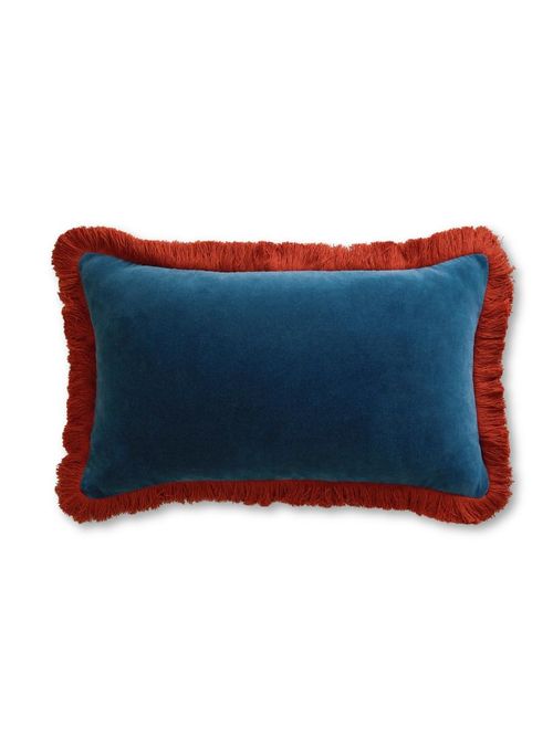 Pure Cotton Velvet Fringe Bolster Cushion