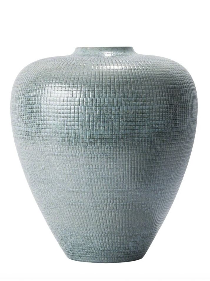 Studio A Home, Studio A Home Check Bulbous Vase-Reactive Silver Blue-Lg