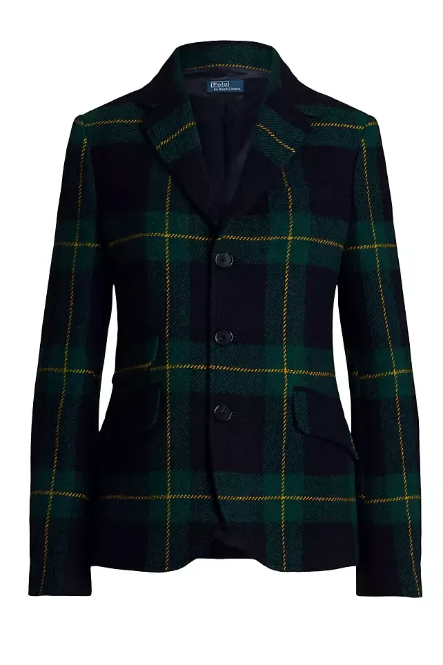 Plaid Wool-Blend Single-Breasted Blazer
