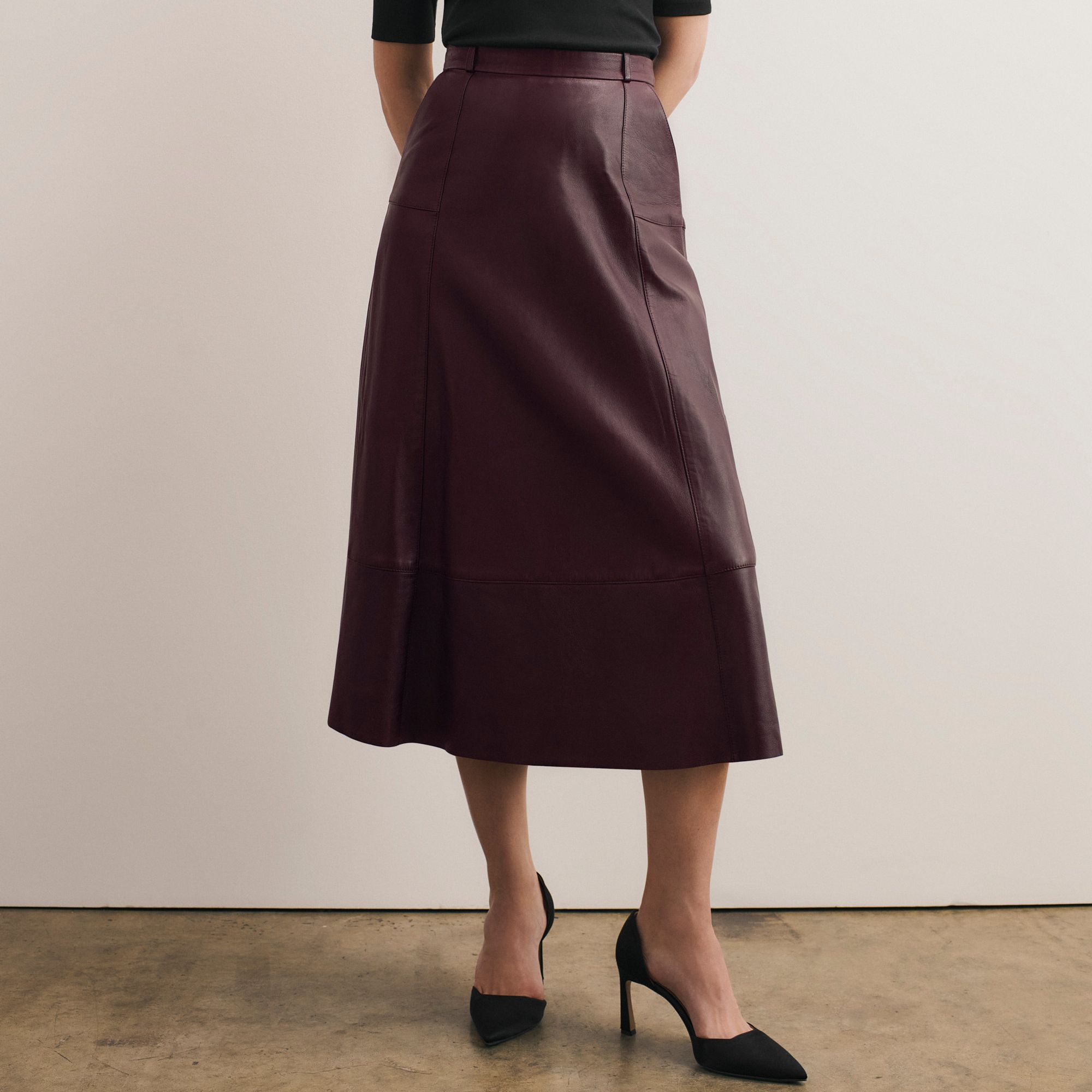 Andalo Leather Skirt Deep Burgundy