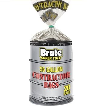 Brute Super Tuff&amp;reg; Contractor Bags, 55 Gallon, 20 Bags (twist Tie)