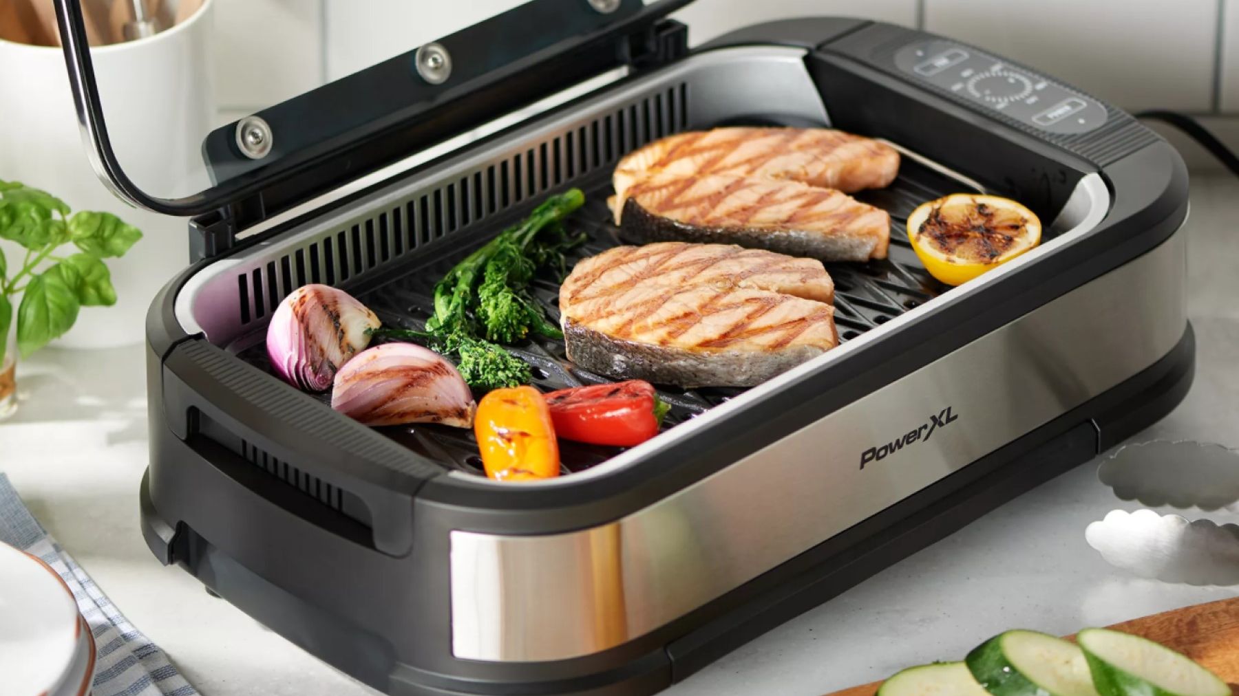 Glass Lid Power Xl Smokeless Grill With Griddle Plate PowerXL