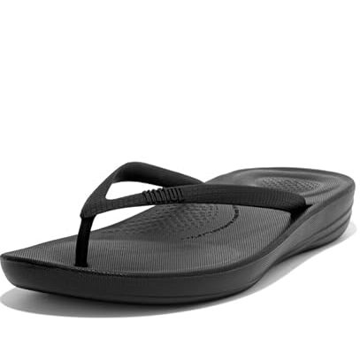 Fitflop Women's Iqushion Ergonomic Flip Flops - Lightweight &amp;amp; Comfortable With Natural Arch Support - All Black - 6 Uk