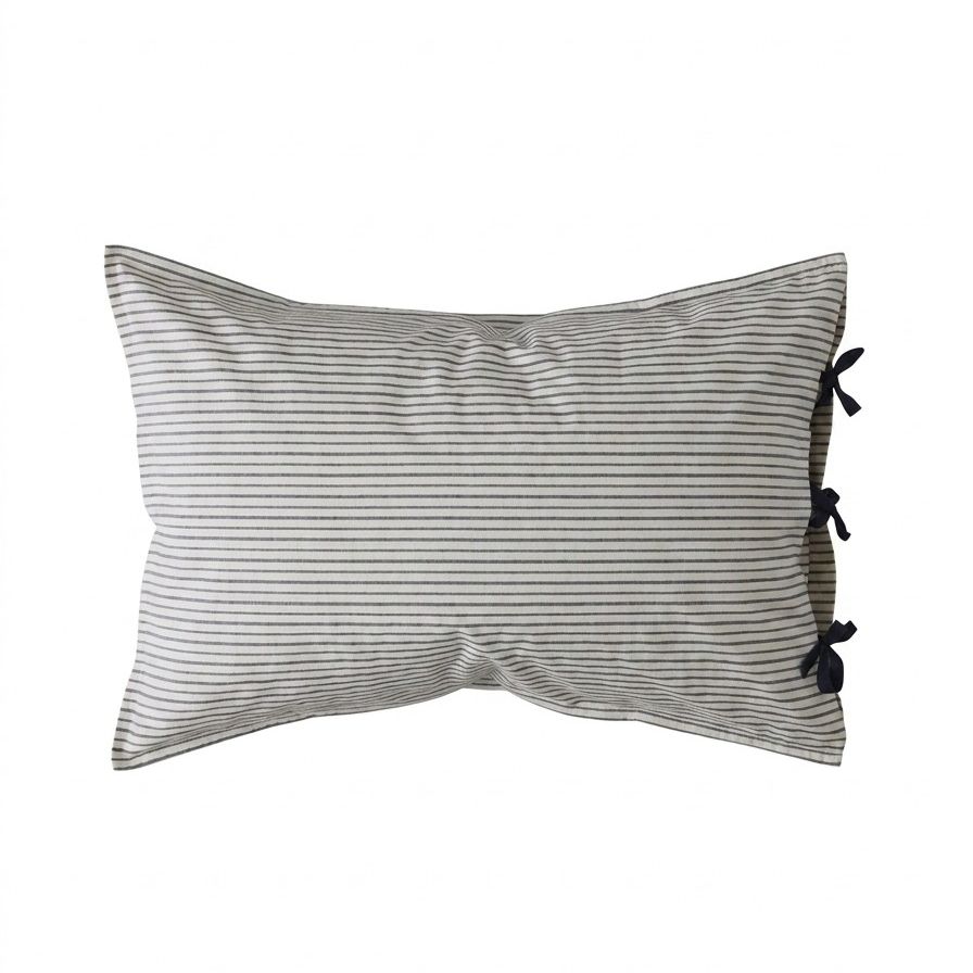 TOAST, Pyjama Stripe Cotton Housewife Pillowcase Navy Ecru