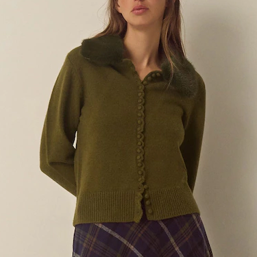 Monsoon, Faux Fur Collar Cardigan