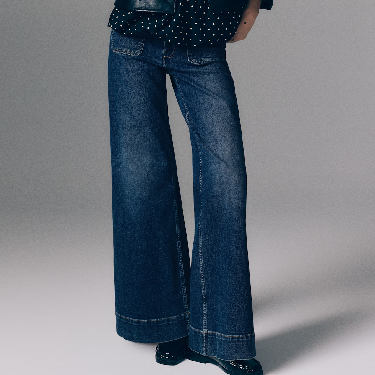 H&amp;amp;M, wide leg denim jeans