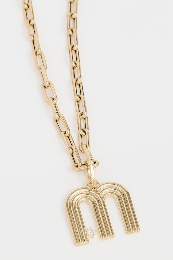 Adina Reyter Groovy Diamond Initial Hinged Charm Necklace