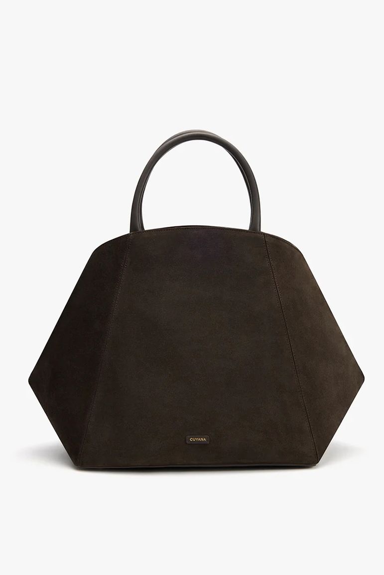 cuyana suede satchel bag